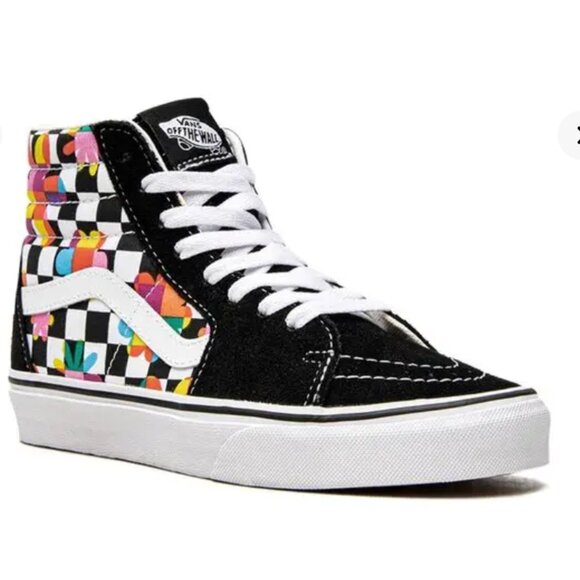 Vans Sk8-hi Floral Checkerboard High Top Sneakers - Size EU 37 - Picture 2 of 9
